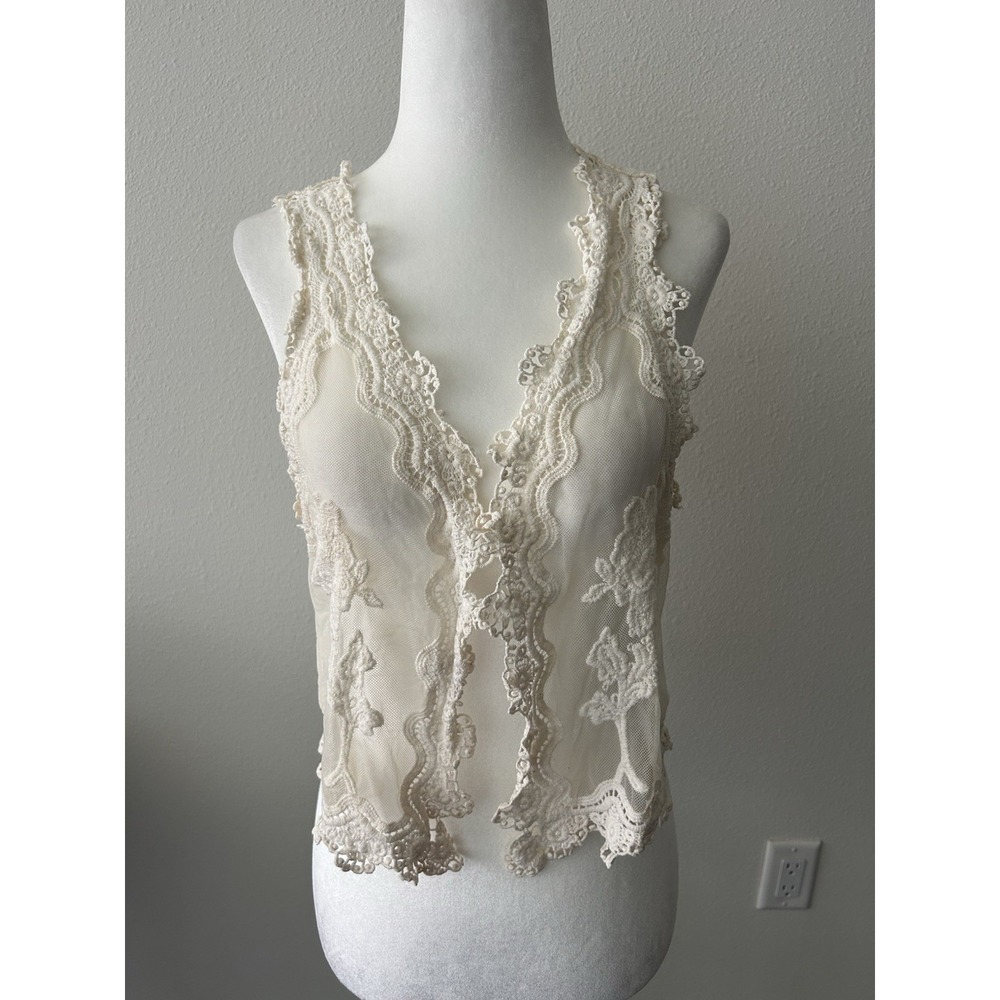 Vintage Sheer Embroidered Floral Vest Y2K Boho Fairy Whimsy Festival Indie